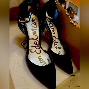 Black Sam Edelman heeled sandals ankle strap close toed